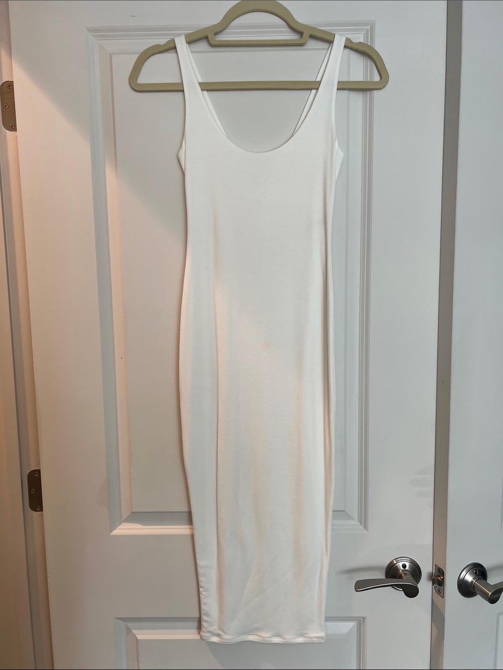 naked wardrobe White Scoop Neck Midi Tank Dress